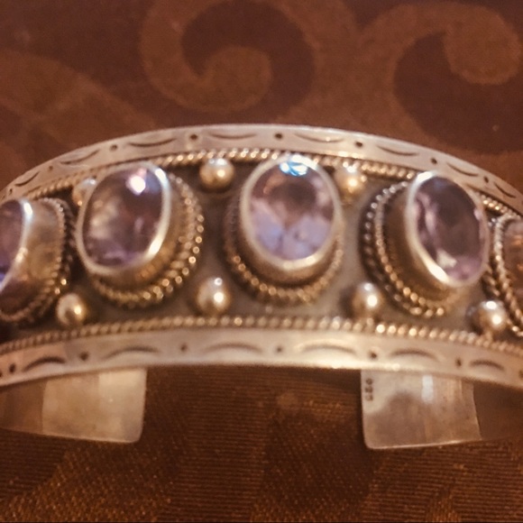 Navajo Sterling Silver & amethyst stone Bracelet - Picture 2 of 8